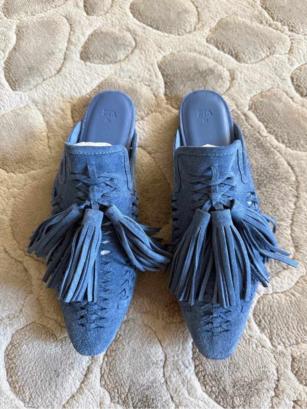 Zara suede slip ons